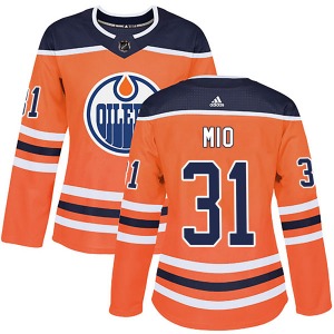 Authentic Adidas Women's Eddie Mio Orange r Home Jersey - NHL Edmonton Oilers